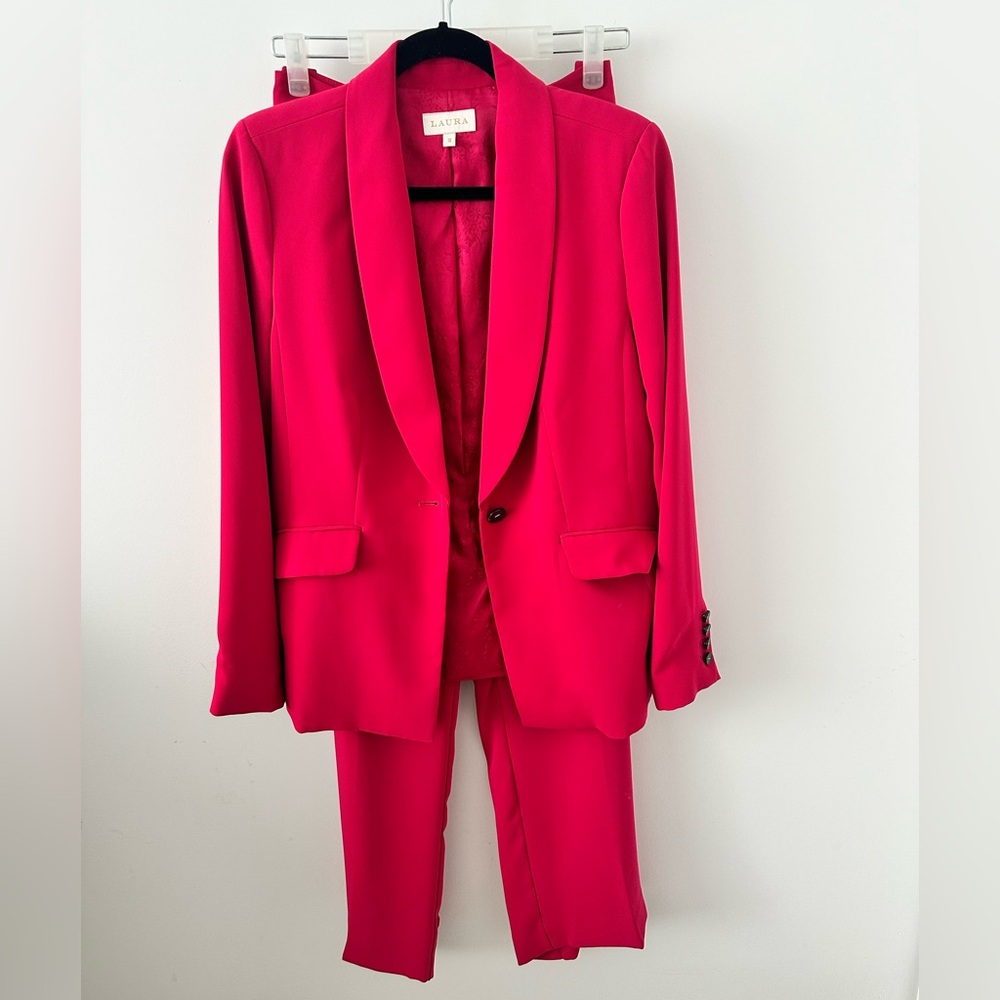 Hot pink Blazer and Pants Set